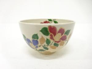 翆浩造　金彩色絵　椿　茶碗